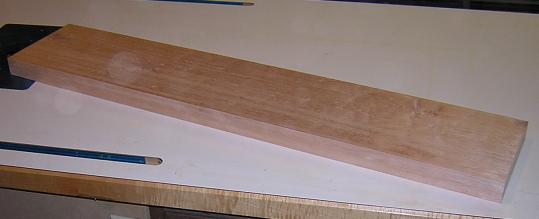 The body stock planed and ready to be cut prior to gluing.