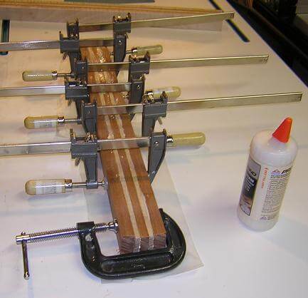 Gluing and clamping the second neck.