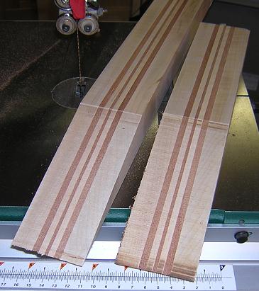 The scarf joint after being cut.