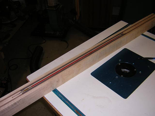 Test fitting the truss rod and carbon fiber rods.