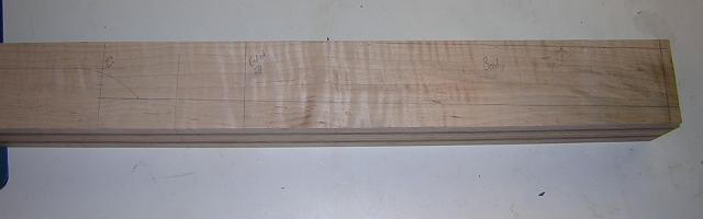 Marking the body end of the neck blank to create a neck angle.