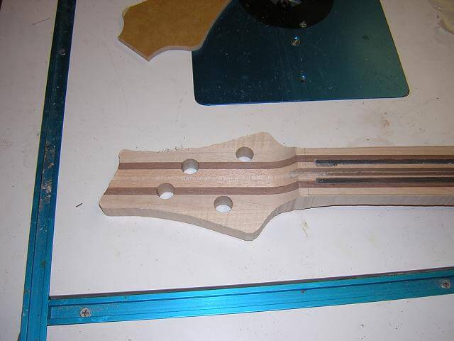 Rough cutting the headstock to shape.