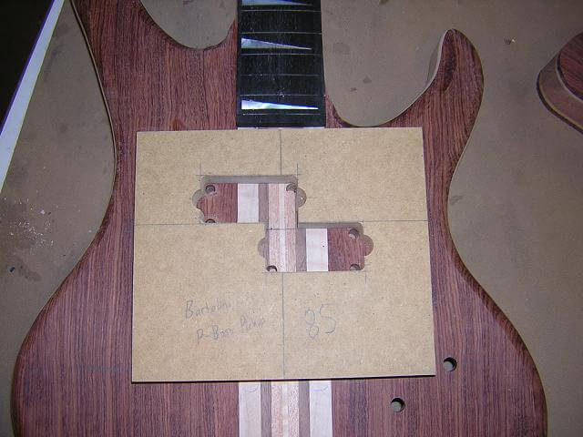 The template for routing the pickup cavities.
