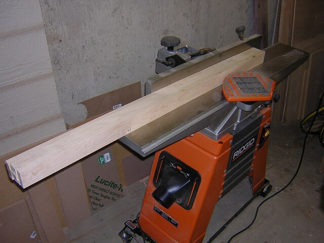 Squaring up the neck blank on the jointer.