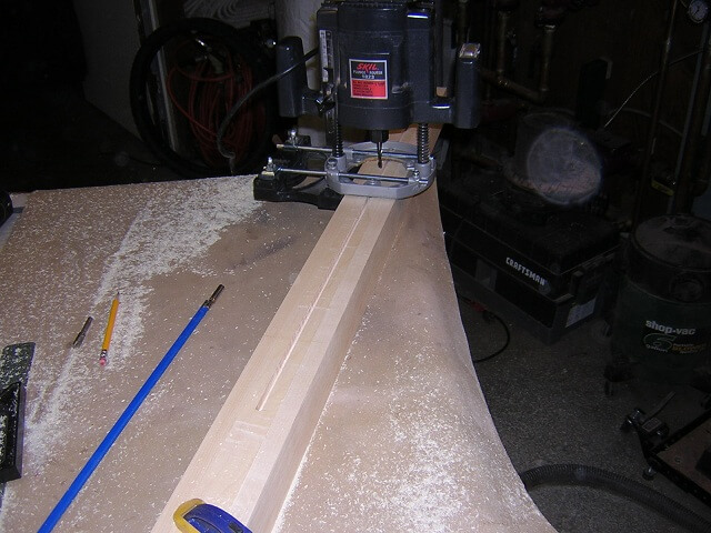 Cutting the truss rod channel.