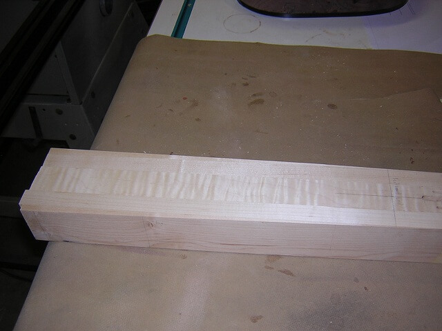 The neck angle cut after cleaning it up on the jointer.