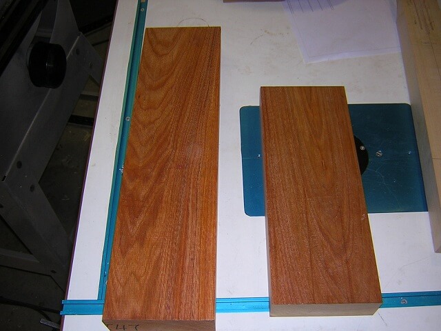 The canarywood pieces that will become the body wings.