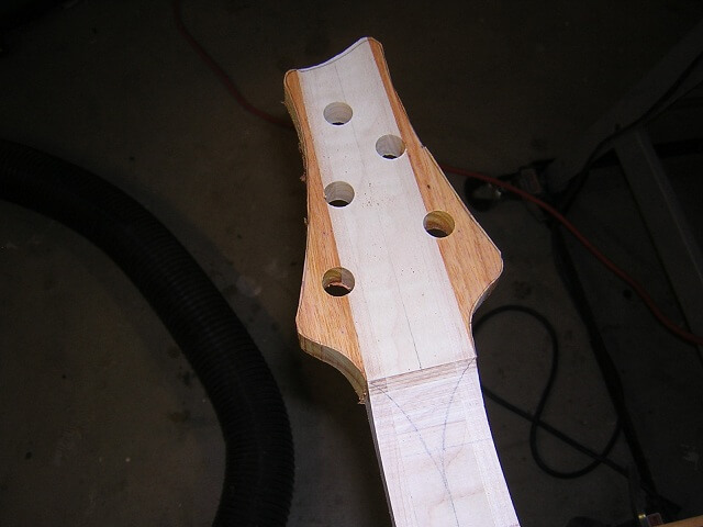 Cutting the headstock to rough shape.