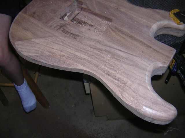 The rear contour carved and ready for sanding.
