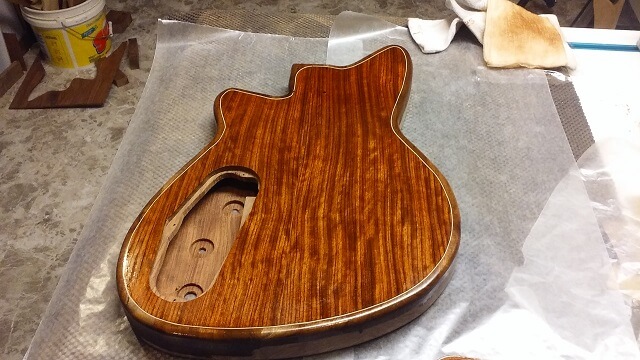 The back of the body with a coat of shellac.
