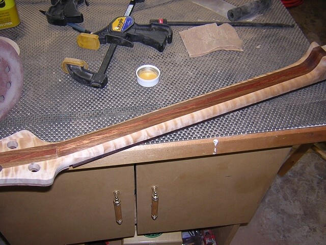 The completed neck carve after sanding.