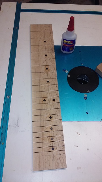 Gluing the inlays in place.