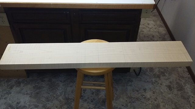 Marking the cut lines on the maple blank.