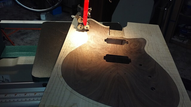 Cutting out the body on the band saw.