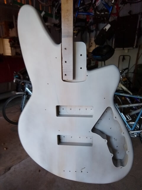 The first coat of white primer sprayed.