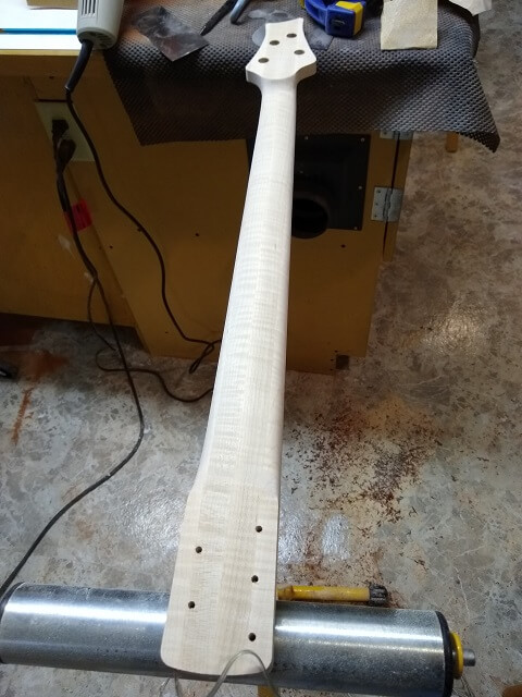 Sanding and fine tuning the neck.