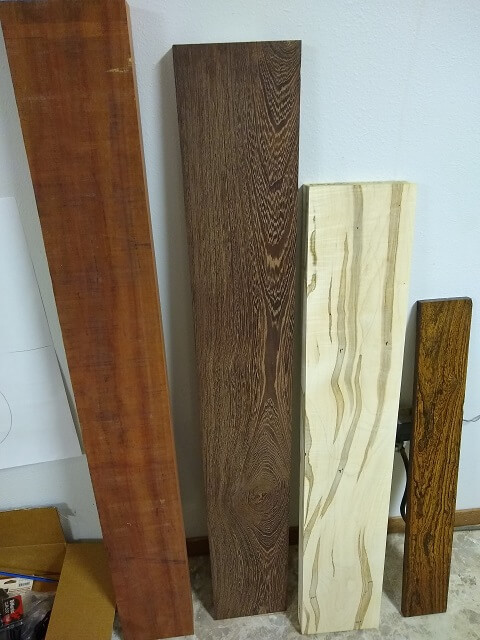 The pieces of wood that will become this bass.