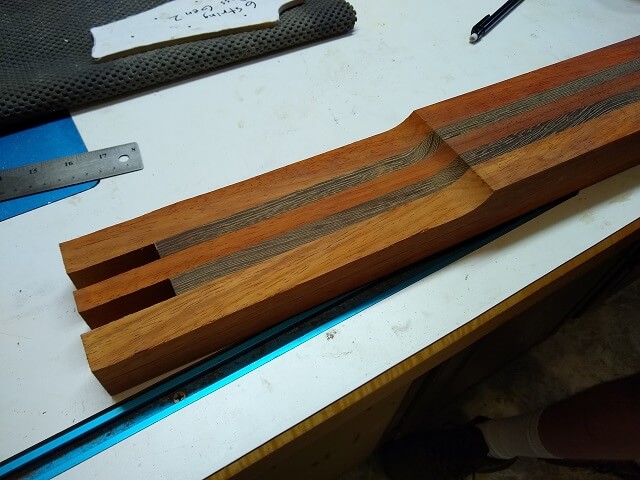 The sanded headstock face.