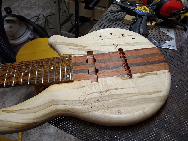 The neck pickup cavity routed.