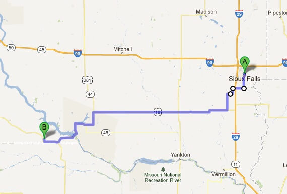 The first leg of the journey. Sioux Falls, SD to Fairfax SD.