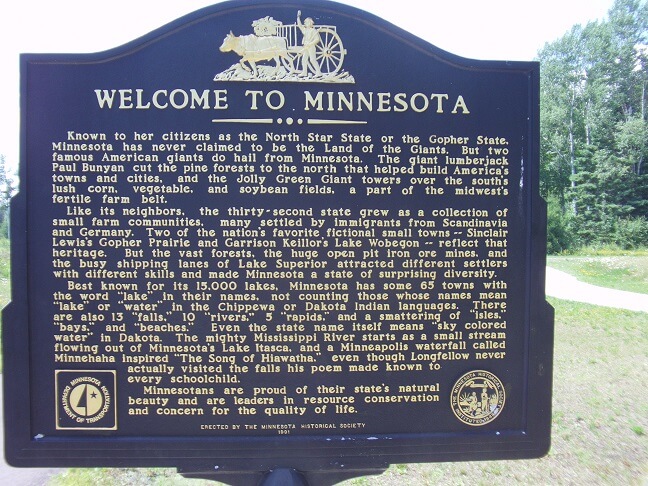 Minnesota's Northern Border historical marker.