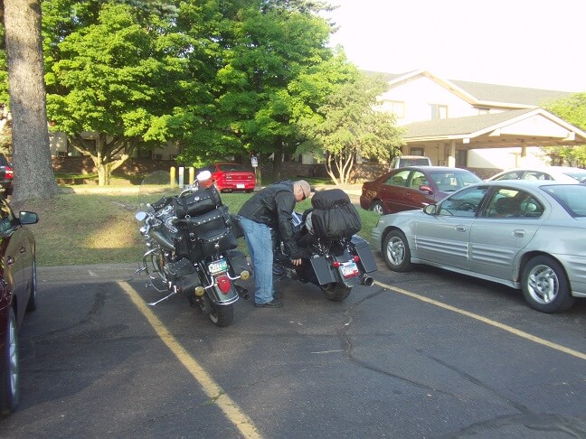 Loading up the bikes in the morning.