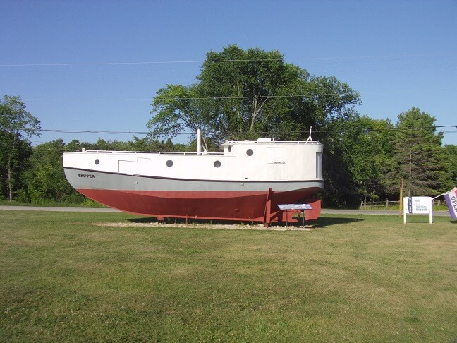 A boat on display in Gills Rock, WI.