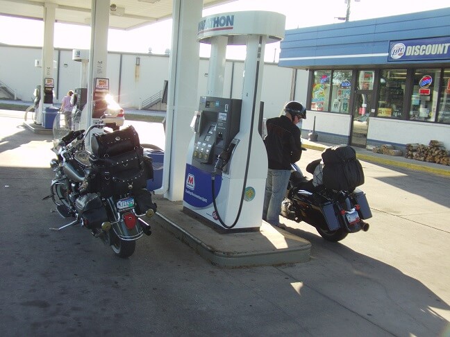 Gassing up before we left Sturgeon Bay, WI.