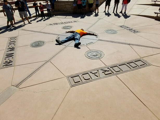 Reaching our destination at the Four Corners monument.