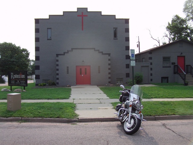 Arriving at church before I hit the road.