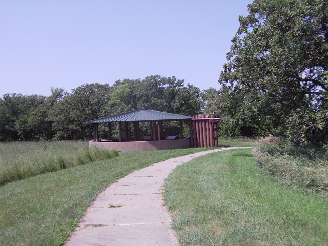 A rest stop shelter.