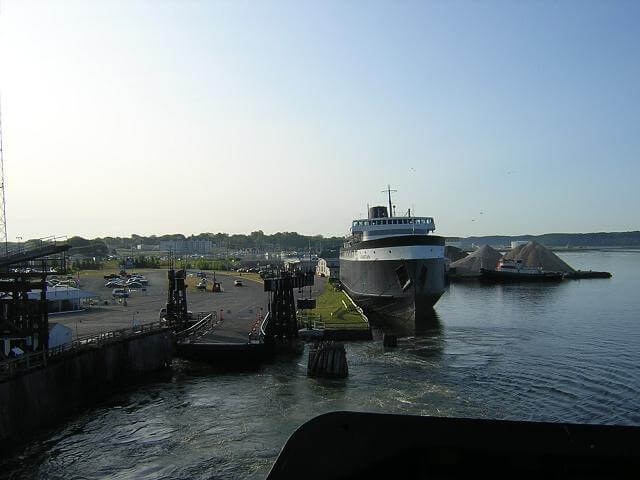 Pulling out of the port.