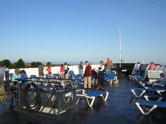 The front deck of the ship.