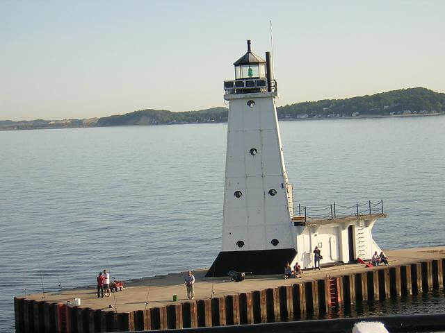 A closer view of the lighthouse.