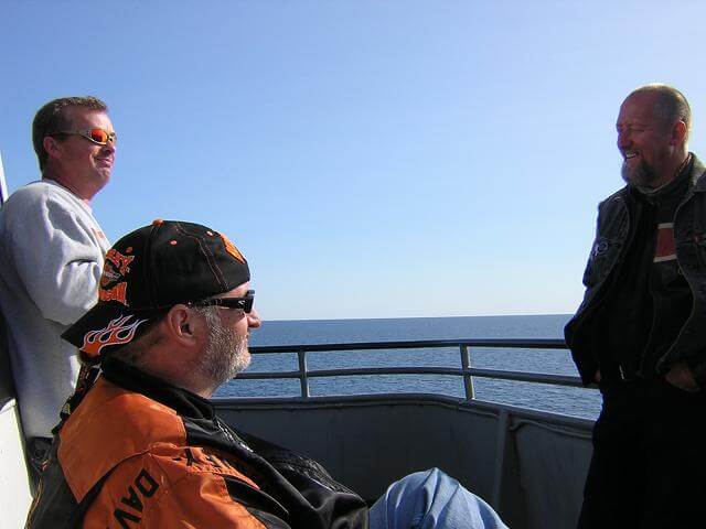 Bill and I talking to a couple of other bikers we met.