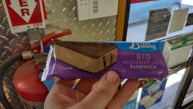 An ice cream sandwich I ate for a snack.