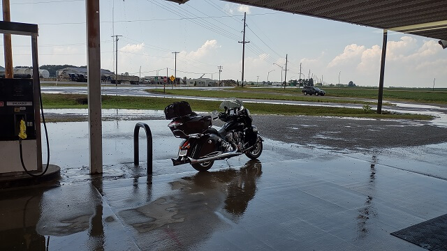 The wet motorcycle after the storm had ended, near Equality, IL.
