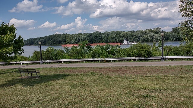 A barge on the Ohio River in Aurora, IN.
