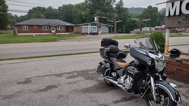 The motorcycle loaded and ready to leave Aberdeen, OH.