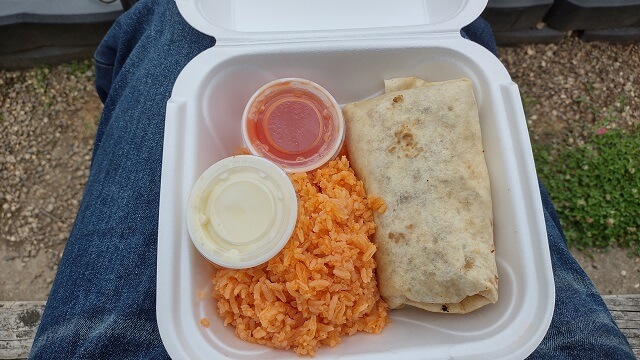 The spicy pork burrito I ate for lunch in Racine, OH.