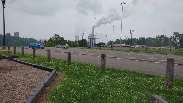 A view of the power plant from the park where I ate in Racine, OH.