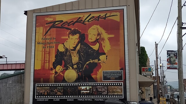 A close up of the mural on the side of a building in Mingo Junction, OH, where the movie Reckless was filmed.
