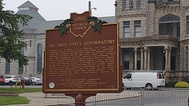 The Ohio State Reformatory historical marker.