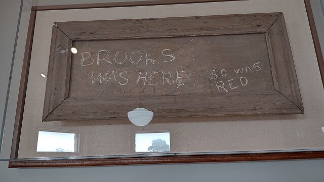 A replica of the carving that Brooks and Red made in the Shawshank Redemption movie.
