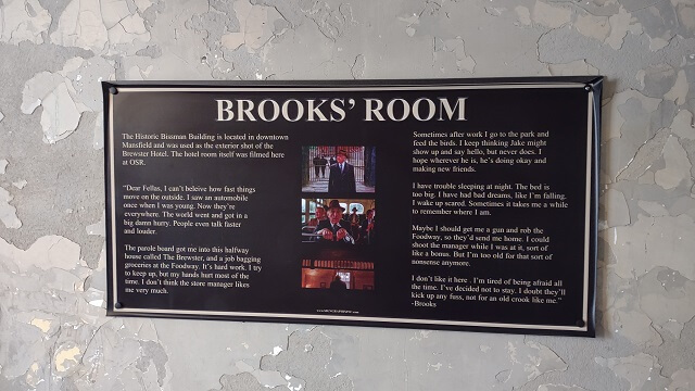 A plaque containing the text of the letter that Brooks wrote to the guys in prison in the Shawshank Redemption movie.