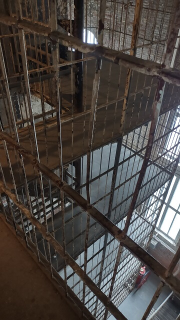 Looking down from the sixth level in the east cellblock wing.