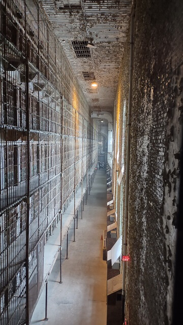 Cells on the east wing as viewed from the third floor.