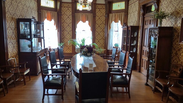 The dining room in the warden's residence.