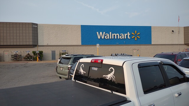 Stopping at a WalMart to get some flavored waters in Goshen, IN.