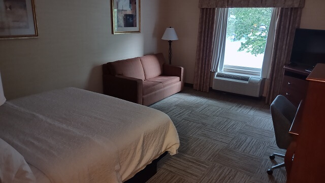 My hotel room at the Hampton Inn in Goshen, IN.